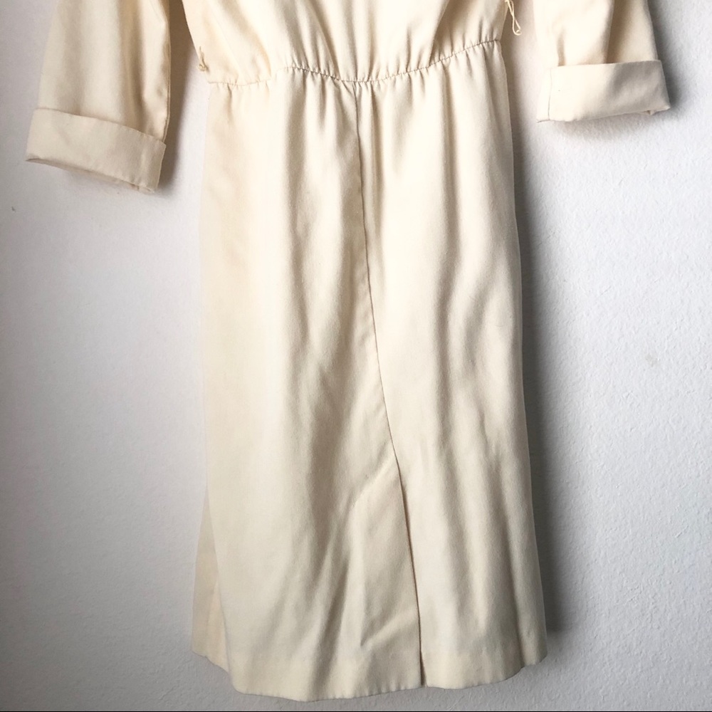 Vintage Button Midi Dress With Belt Cream 6P - Picture 13 of 13